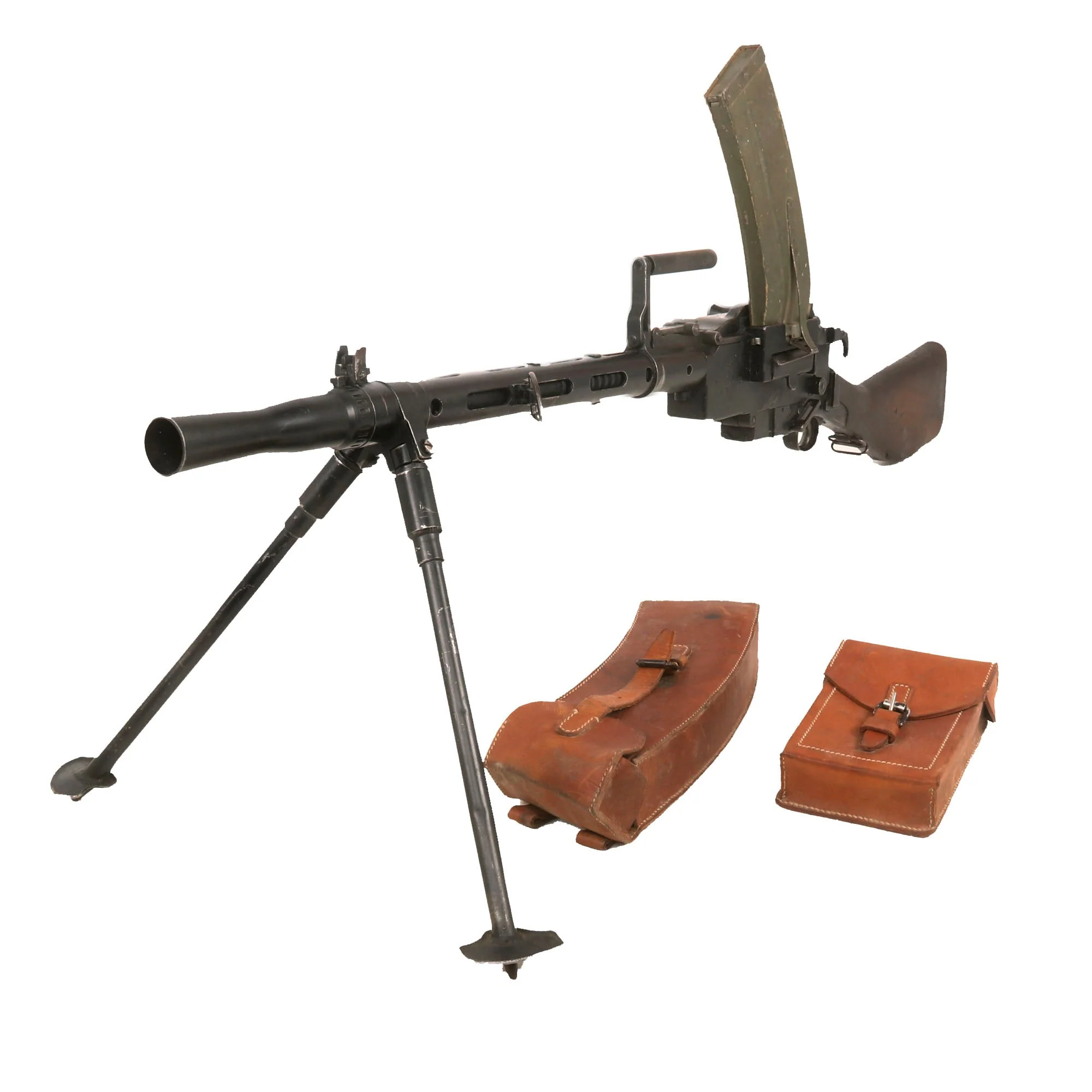 Original WWII Danish Madsen Display Light Machine Gun with Magazine Pouch, Two Magazines, and Tool Pouch - No. 2209 - Image 2