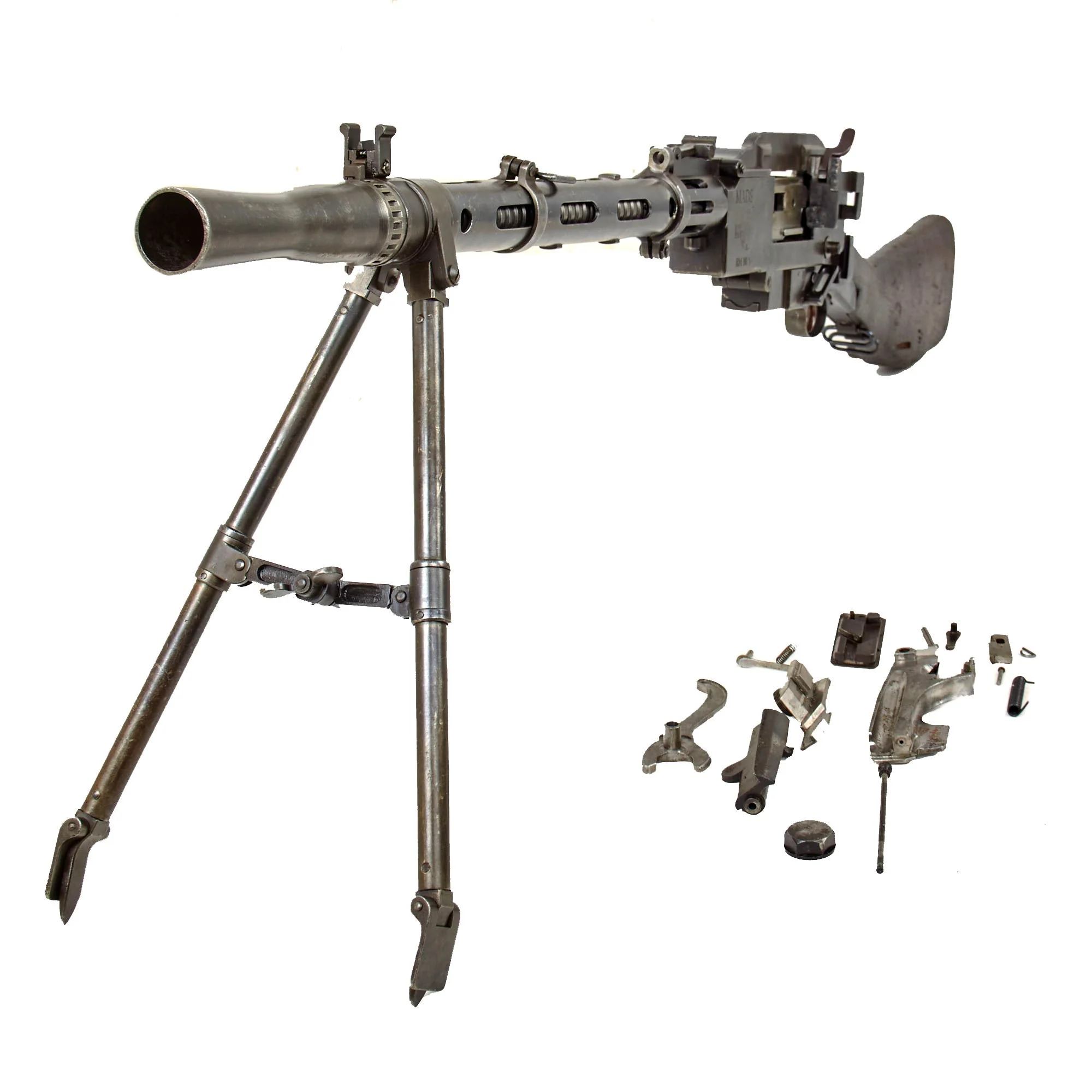 Original WWII Danish Madsen Display Machine Gun with Internal Components - Serial EM No. 1128 - Image 4