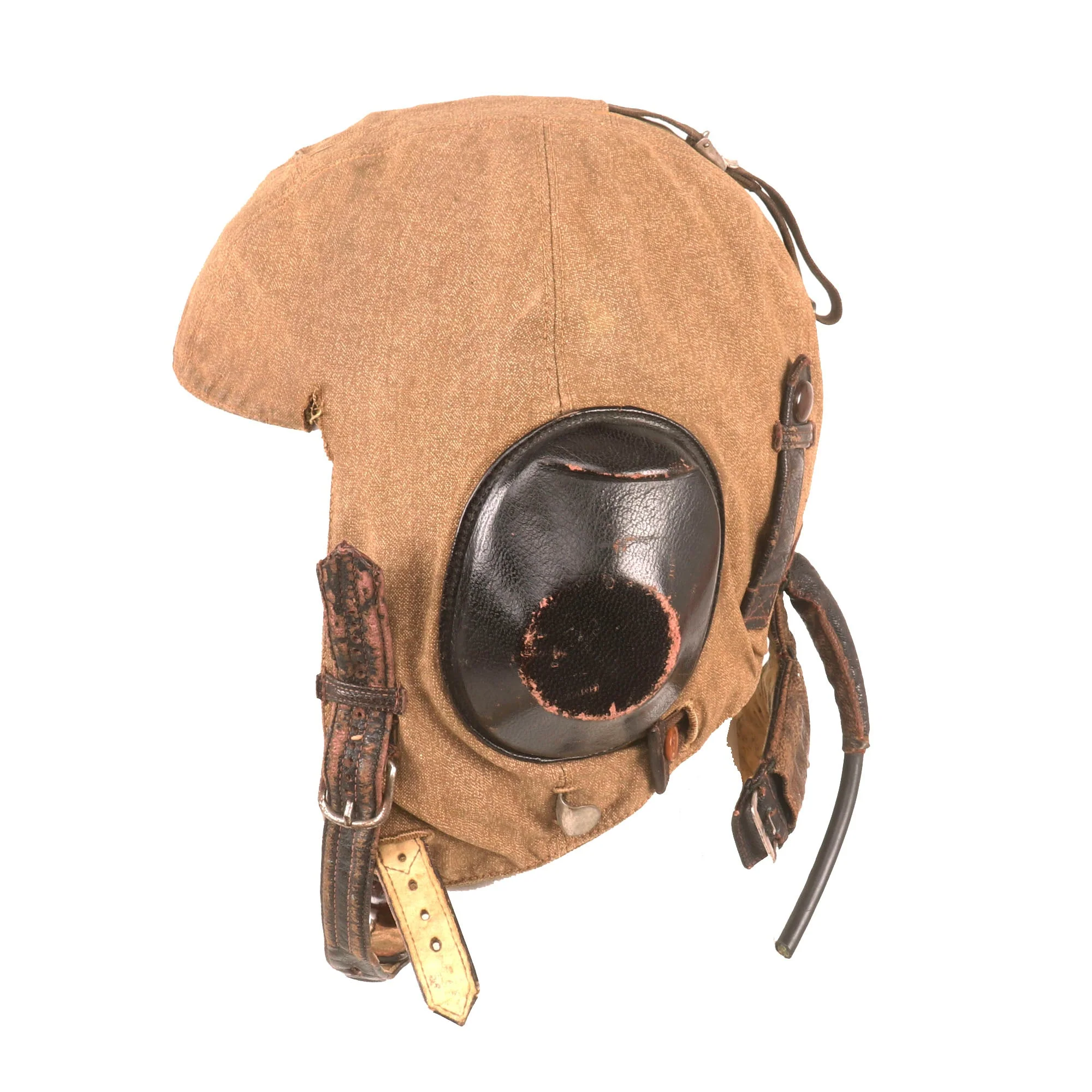 Original WWII German 1939 Luftwaffe LKP S101 Summer Pilot Flying Helmet with Earphones & Partial Avionics - Image 2