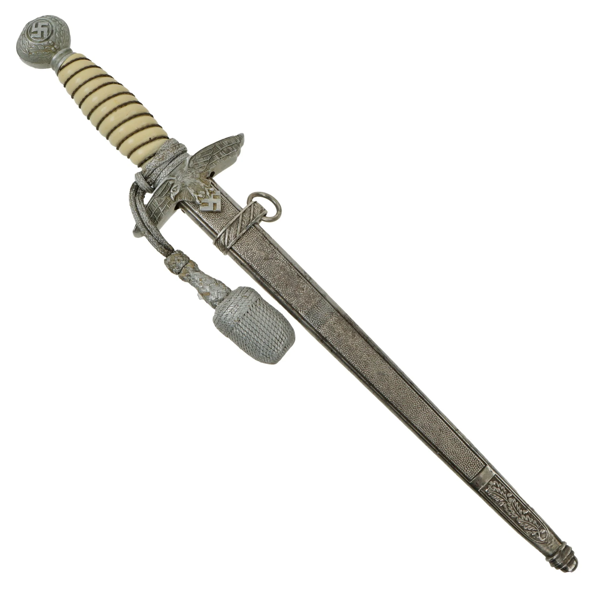 Original WWII German 2nd Model Luftwaffe Dagger by Rare Maker C. Gustav Spitzer AG with Scabbard and Portepee - Image 3