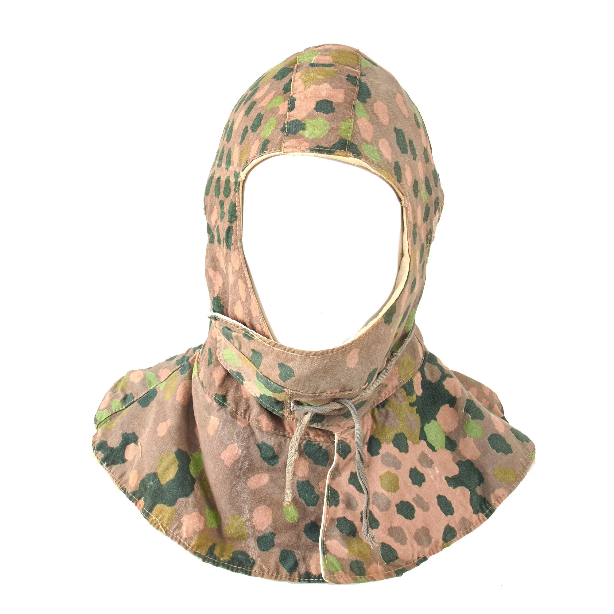 Original WWII German Waffen SS "Pea Dot Pattern" Camouflage Reversible Winter Hood for Uniform Parka - Image 3