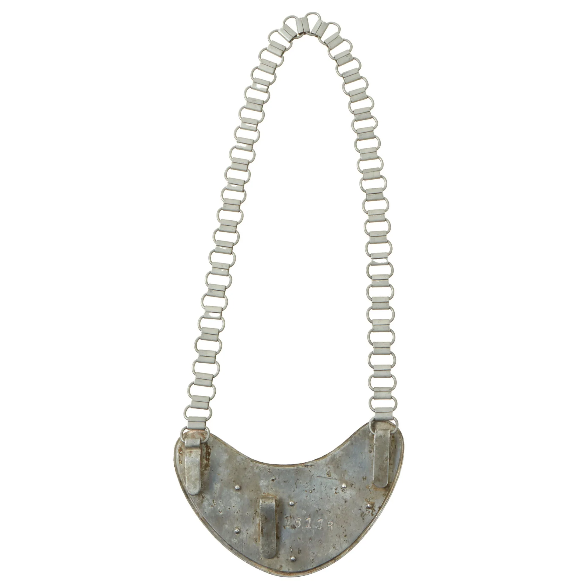 Original WWII Hungarian Military Police Tábori Biztonság Gorget with Chain - Number 16116 - Image 5