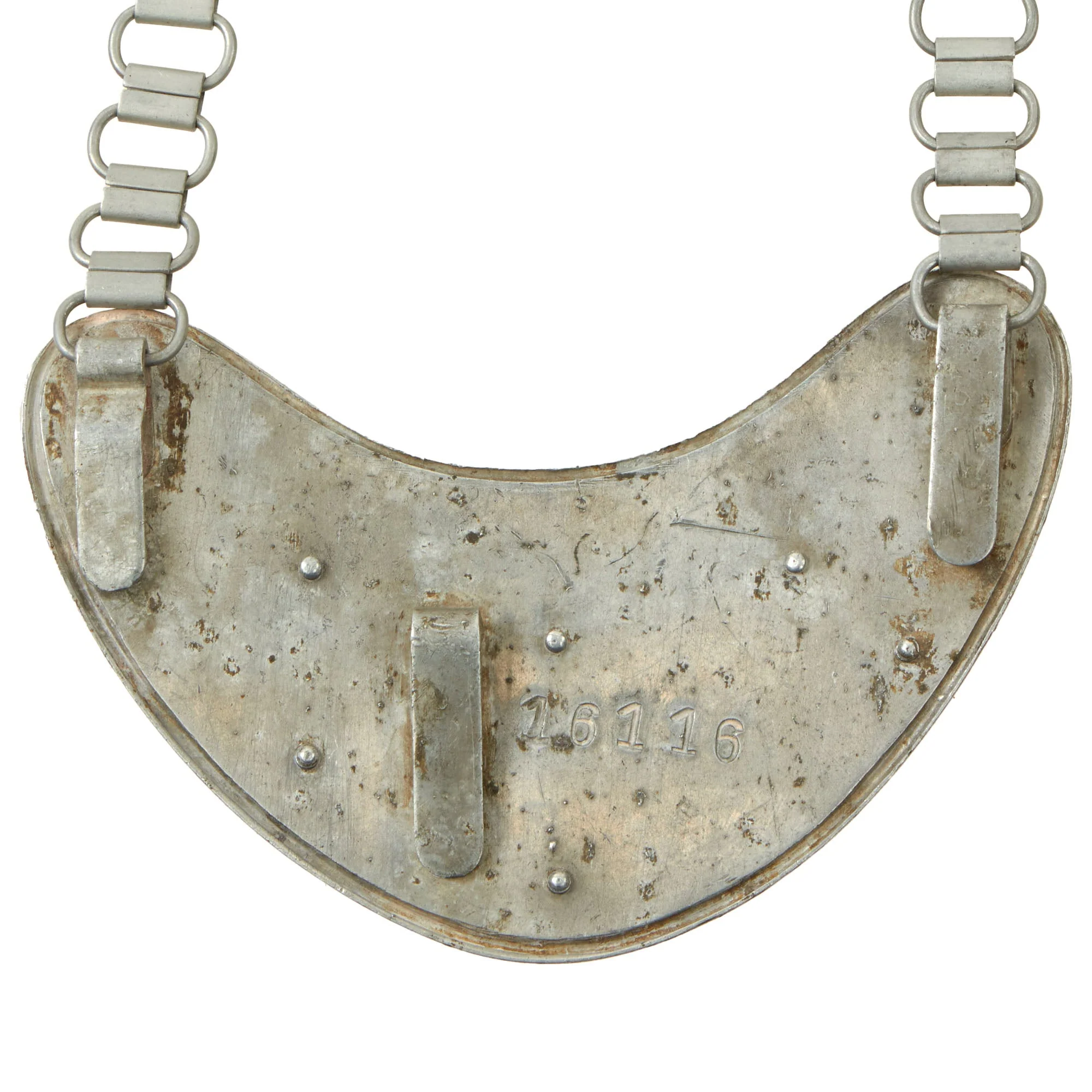 Original WWII Hungarian Military Police Tábori Biztonság Gorget with Chain - Number 16116 - Image 6