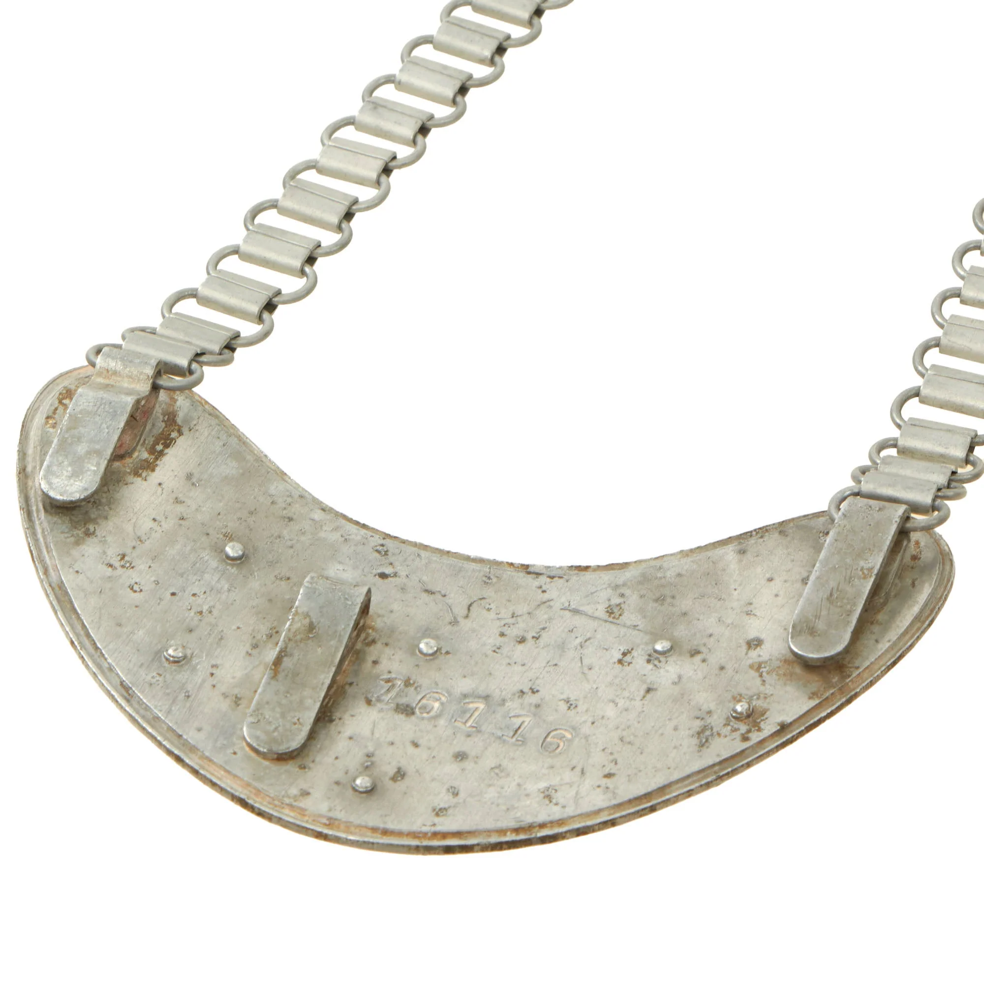 Original WWII Hungarian Military Police Tábori Biztonság Gorget with Chain - Number 16116 - Image 8