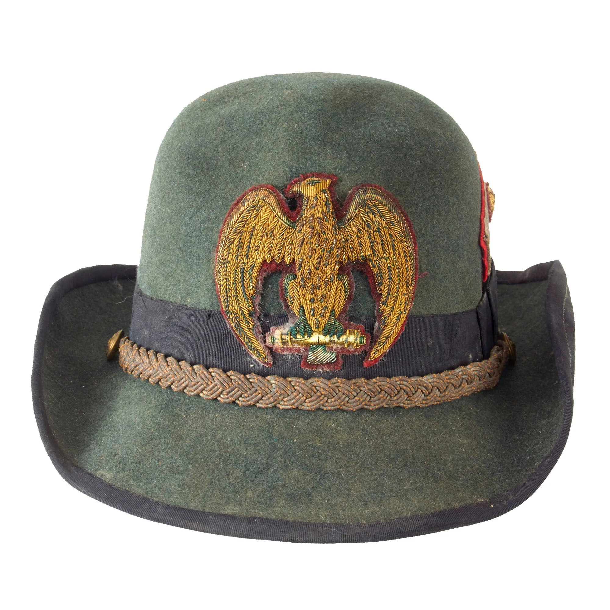 Original WWII Royal Italian Army Alpine Fascist MVSN General’s Alpini Cap with Bullion Eagle Badge - Image 13